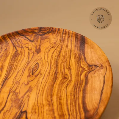 Holzteller Olivenholz rund | Handgefertigt am Alpenrand