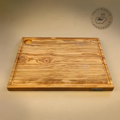 Tranchierbrett aus Olivenholz | mit Saftrille | in 3 Größen