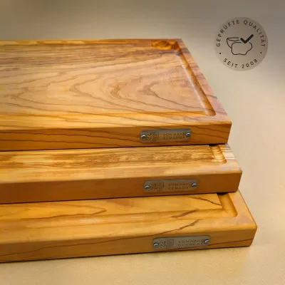 Tranchierbrett aus Olivenholz | mit Saftrille | in 3 Größen