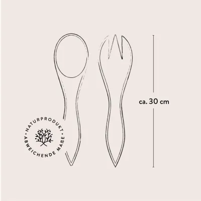 Salatbesteck aus Olivenholz | moderne Form | Manufakturqualität