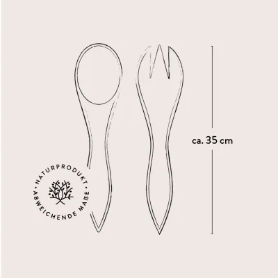 Salatbesteck aus Olivenholz | moderne Form | Manufakturqualität