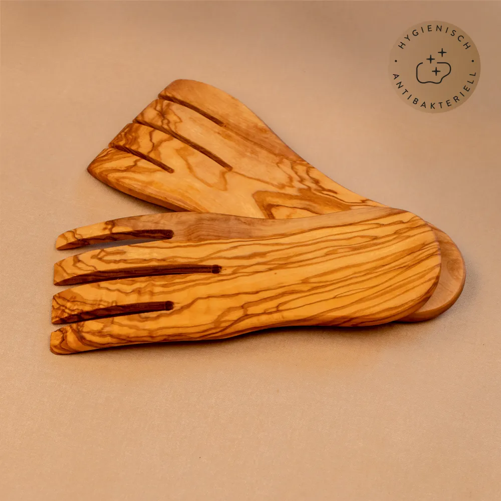 Salathände aus Olivenholz | handgemacht und rustikal schön