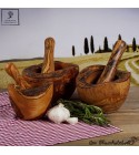 mortar and pestle olive wood rustic style