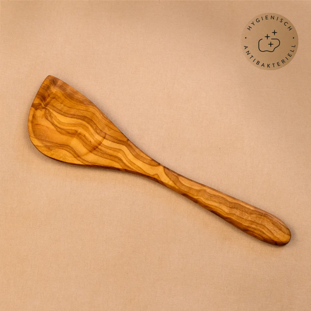 Olivenholz Kochlöffel mit Mulde & Ecke – vielseitig & robust
