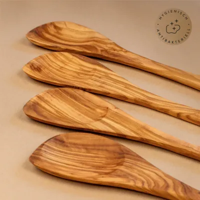 Olivenholz Kochlöffel mit Mulde & Ecke – vielseitig & robust