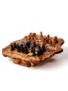 Schachbrett aus Olivenholz mit Schublade und Figuren
