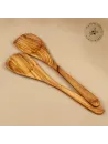 Kochlöffel Set Olivenholz – 2er-Set mit Mulde & Ecke | naturbelassen