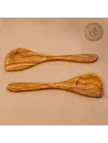 Kochlöffel Set Olivenholz – 2er-Set mit Mulde & Ecke | naturbelassen
