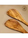 Kochlöffel Set Olivenholz – 2er-Set mit Mulde & Ecke | naturbelassen