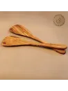 Kochlöffel Set Olivenholz – 2er-Set mit Mulde & Ecke | naturbelassen