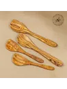 Kochlöffel Set Olivenholz – 2er-Set mit Mulde & Ecke | naturbelassen