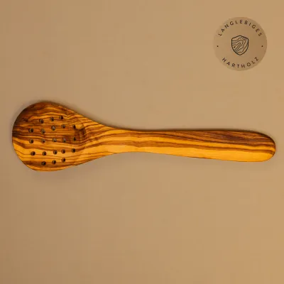 Olivenholz Schaumlöffel – Abseihlöffel robust & handgemacht