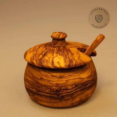 Zuckerdose mit Deckel & Löffel | Olivenholz | Unikat aus Handarbeit