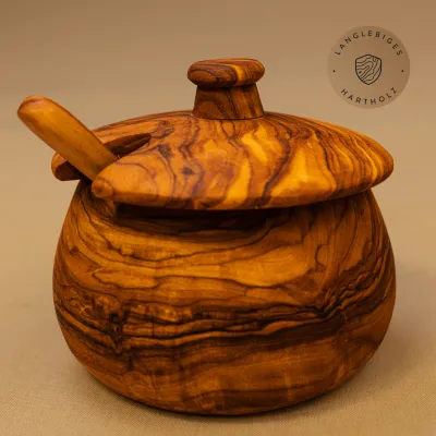 Zuckerdose mit Deckel & Löffel | Olivenholz | Unikat aus Handarbeit