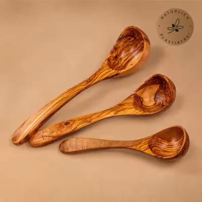 Schöpflöffel Set aus Olivenholz – 3 Größen | natürlich kochen