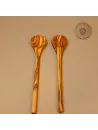 2er Set Kochlöffel aus Olivenholz mit rundem Stiel