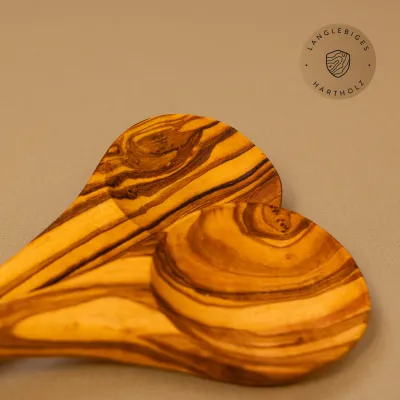 2er Set Kochlöffel aus Olivenholz mit rundem Stiel