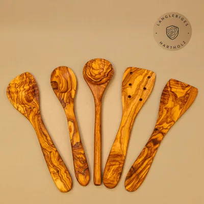 5er Set Küchenhelfer aus Olivenholz ab 25cm Länge