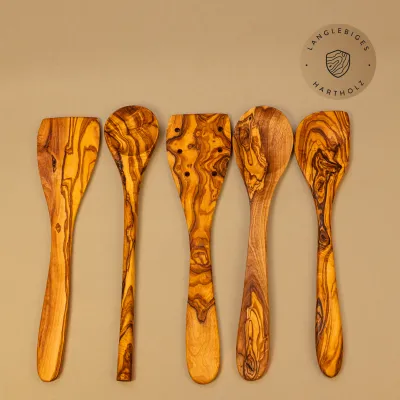 5er Set Küchenhelfer aus Olivenholz ab 25cm Länge