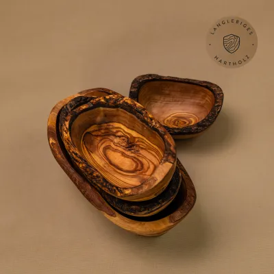 Olivenholz Schale klein länglich mit Naturrand | naturbelassen | 8 – 18 cm