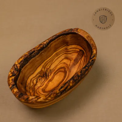 Olivenholz Schale klein länglich mit Naturrand | naturbelassen | 8 – 18 cm