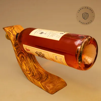 Flaschenhalter aus Olivenholz, S-förmig