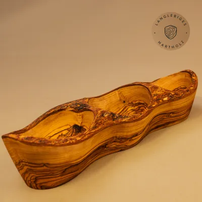 Schale aus Olivenholz mit drei Fächern | handgemacht | naturbelassen