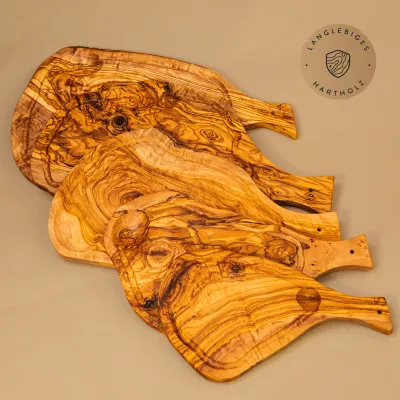 Steakbretter Olivenholz 5er-Set | mit Saftrille & Griff | BBQ-Handwerkskunst
