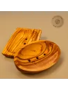 Seifenschalen-Set aus Olivenholz | oval & rechteckig mit Löchern