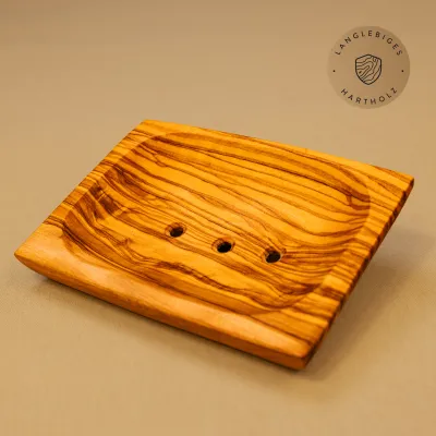 Seifenschalen-Set aus Olivenholz | oval & rechteckig mit Löchern