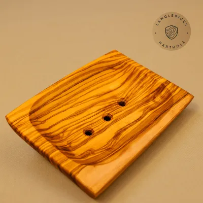 Seifenschalen-Set aus Olivenholz | oval & rechteckig mit Löchern