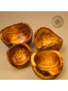 4er Set Schale aus Olivenholz mit Naturrand 12–18 cm