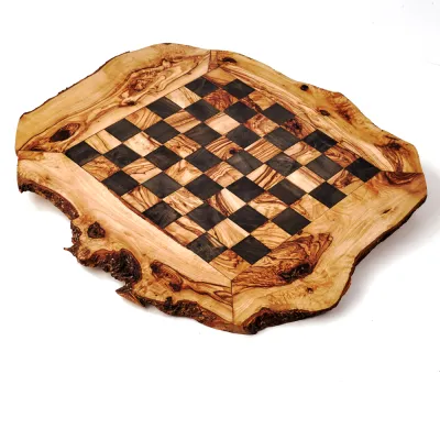 Schachspiel aus Olivenholz incl. Figuren, flach 45 cm x 45 cm