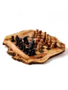 Schachspiel aus Olivenholz incl. Figuren, flach 45 cm x 45 cm