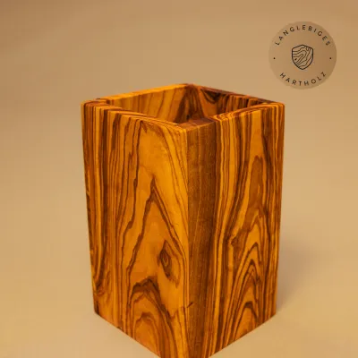 Kochlöffelhalter aus Olivenholz | Eckige Form | Handgefertigt & langlebig