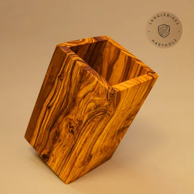 Kochlöffelhalter aus Olivenholz | Eckige Form | Handgefertigt & langlebig
