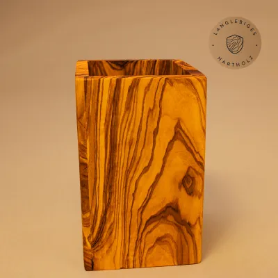 Kochlöffelhalter aus Olivenholz | Eckige Form | Handgefertigt & langlebig