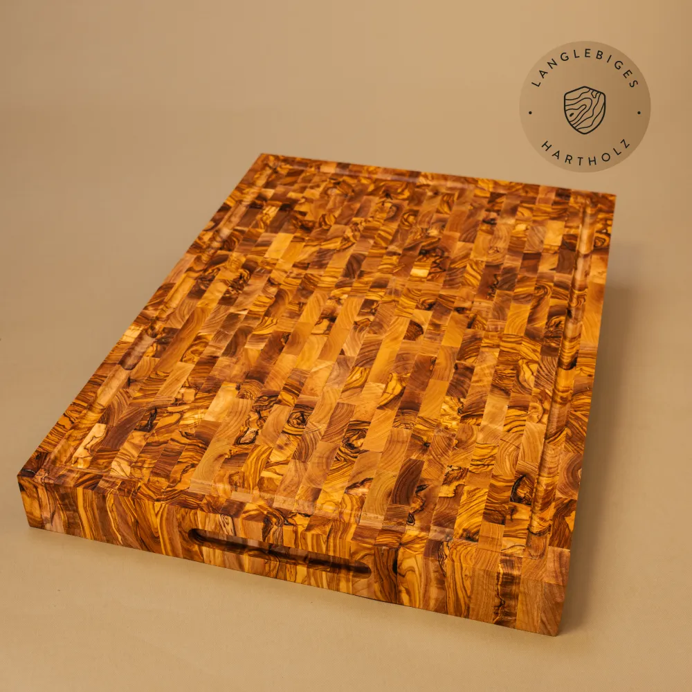 Premium Schneidebrett aus Olivenholz | Stirnholz Mosaik | Handarbeit
