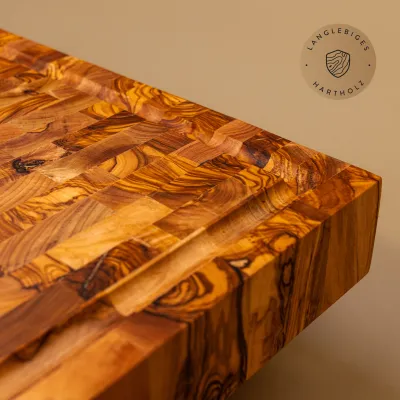 Premium Schneidebrett aus Olivenholz | Stirnholz Mosaik | Handarbeit