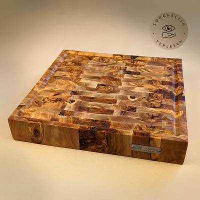 Premium Schneidebrett aus Olivenholz | Stirnholz Mosaik | Handarbeit