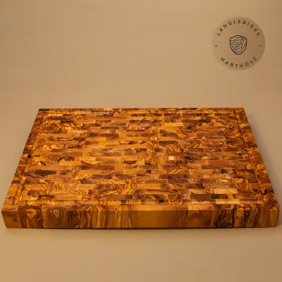Premium Schneidebrett aus Olivenholz | Stirnholz Mosaik | Handarbeit