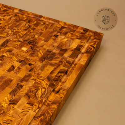Premium Schneidebrett aus Olivenholz | Stirnholz Mosaik | Handarbeit