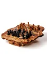 Schachbrett aus Olivenholz mit Schublade und Figuren