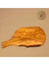 Servierbrett aus Olivenholz | Naturschnitt mit Griff & Rinde