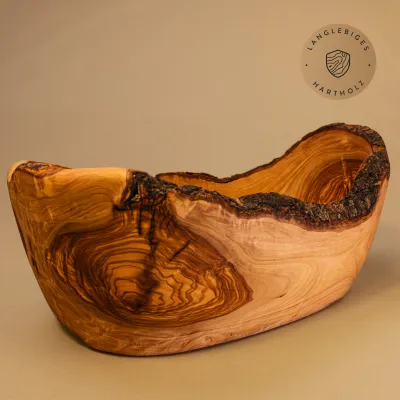 Baguetteschale aus Olivenholz | mit Rindenanteil | handgefertigt