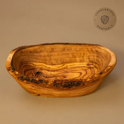 Baguetteschale aus Olivenholz | mit Rindenanteil | handgefertigt