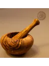 Mörser & Stößel aus Olivenholz mit rundem Rand | modernes Design