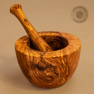 5er-Set Olivenholzmörser mit glattem Rand | Handgemacht & stilvoll