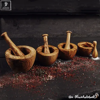 5er-Set Olivenholzmörser mit glattem Rand | Handgemacht & stilvoll