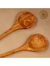 2er Set Kochlöffel aus Olivenholz mit rundem Stiel